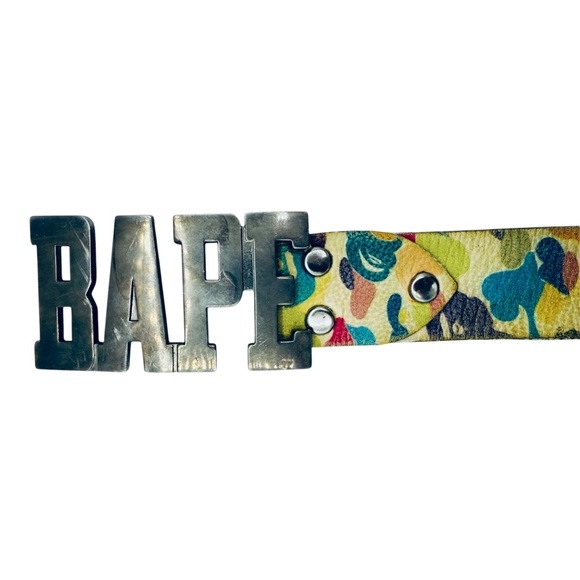 Vintage BAPE Cotton Candy Genuine Leather Belt - NIGO Era - RARE Bathing Ape - Picture 1 of 7
